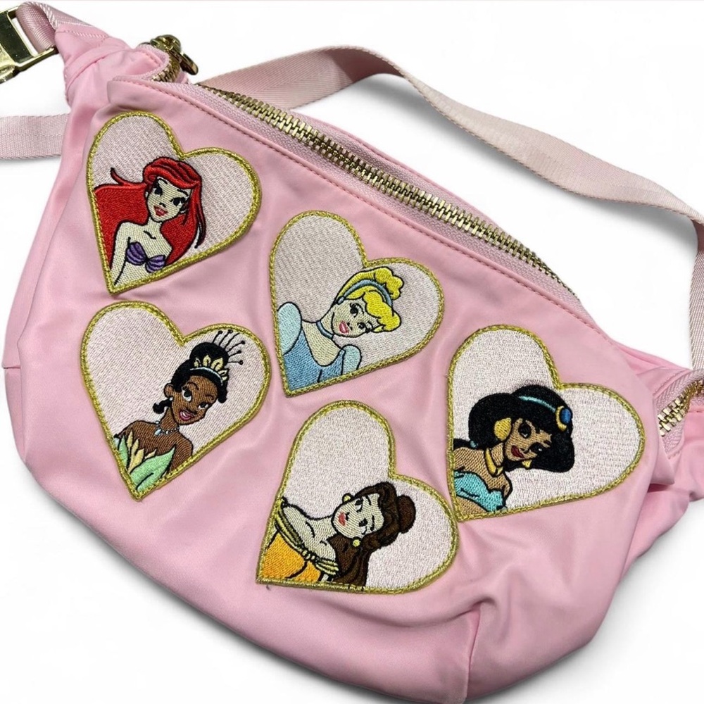 Custom Stoney Clover Lane Pink Multi Princess Heart Patch Jumbo Fanny Pack